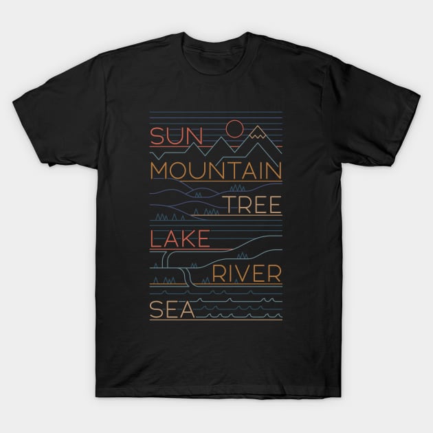 Sun, Mountain, Tree T-Shirt by Thepapercrane